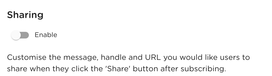 Enable Sharing Option